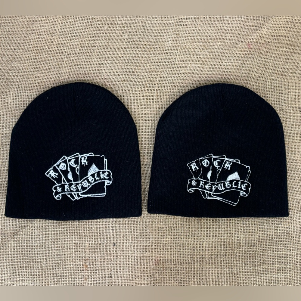 Set of 2 | Baby Child | Rock & Republic Black Beanies | Y2K | Like New